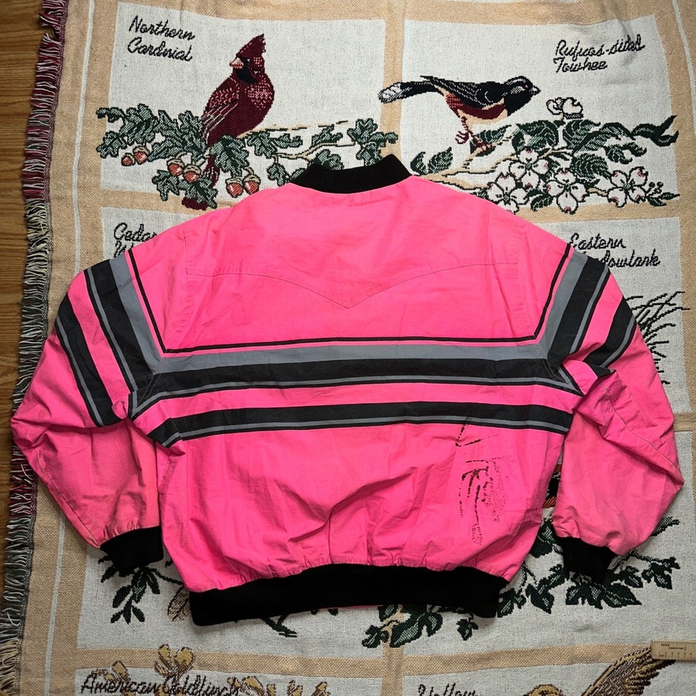 Vintage Thrashed Wrangler Brushpopper Jacket Pink Striped Western Bomber XXL - Picture 4 of 9